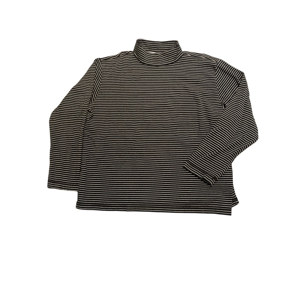 Liz Claiborne Shirt‎ Women's Size L Black White Stripe Turtleneck Long Sleeve